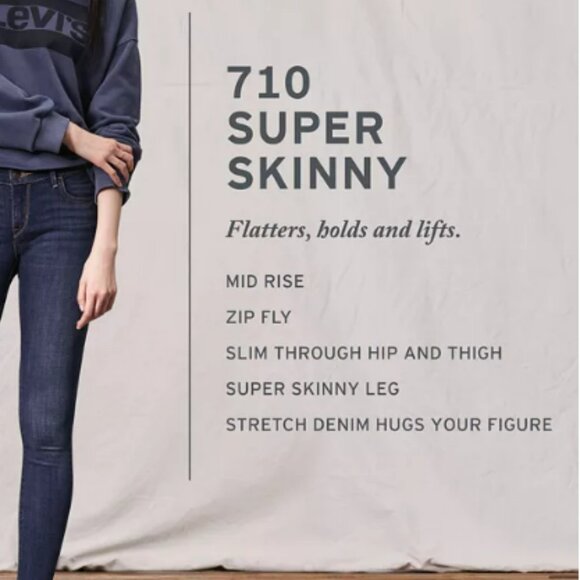 Levis 710 Super Skinny Black Jeans -raw hem - sz 28w - Picture 16 of 16